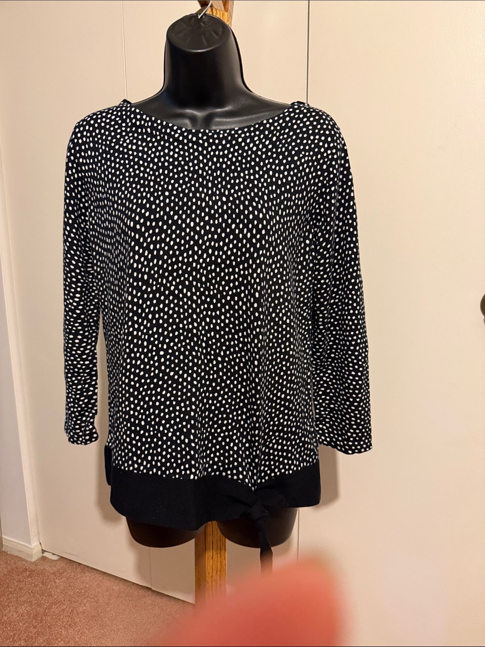 Talbots Black and White Dot Tie-Hem Women’s Top